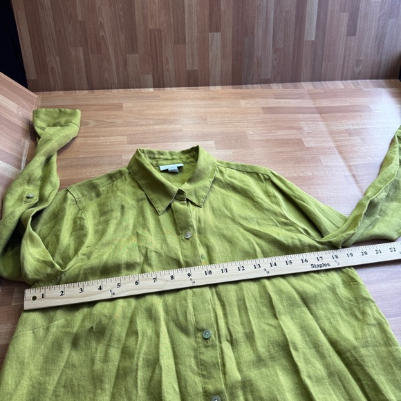 J. Jill "I love linen" button down shirt, olive color, size XS, linen - Picture 9 of 11